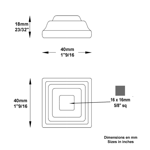 Cache scellement 40x40mm 16x16mm FJ2878 Cache scellement Cache scellement FJ2878