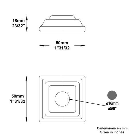 Cache scellement 50x50mm 16mm FJ2881 Cache scellement Cache scellement FJ2881