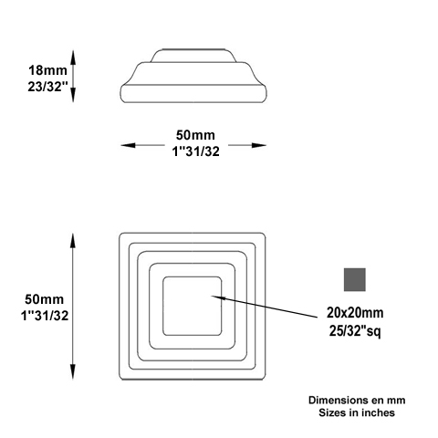 Cache scellement 50x50mm 20x20mm FJ2882 Cache scellement Cache scellement FJ2882
