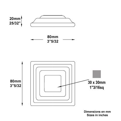 Cache scellement 80x80mm 30x30mm FJ2884 Cache scellement Cache scellement FJ2884