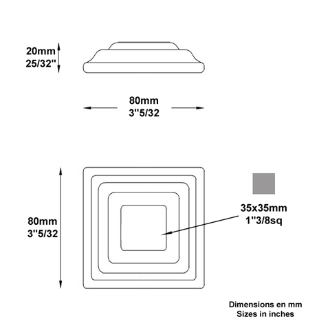 Cache scellement 80x80mm 35x35mm FJ2885 Cache scellement Cache scellement FJ2885