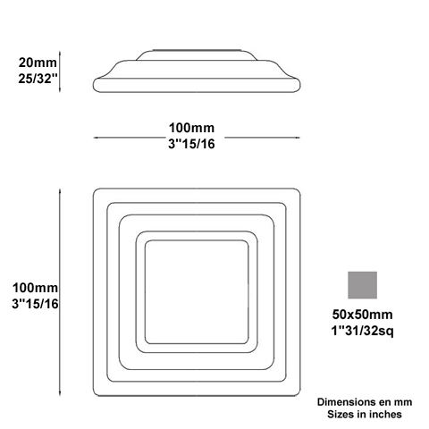 Cache scellement 100x100mm 50x50mm FJ2888 Cache scellement Cache scellement FJ2888