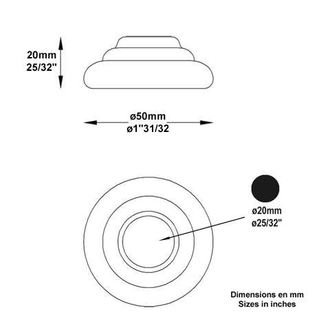 Cache scellement 50mm pour 20mm FJ2892 Cache scellement Cache scellement FJ2892