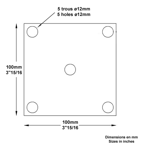 Plaque fixation 100x100mm trou 12mm FJ2906 Plaque de fixation Plaque acier FJ2906
