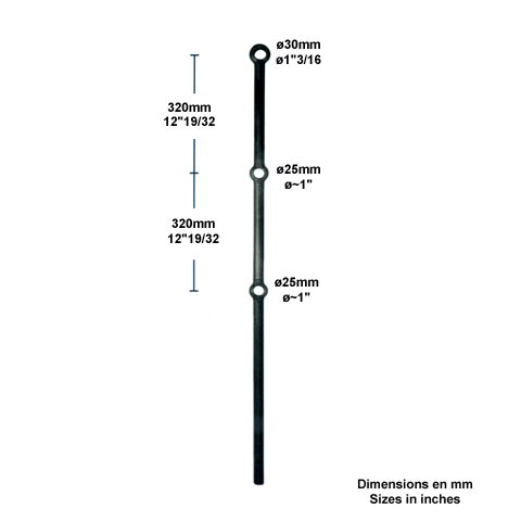 Poteau  trous renfls 30mm FK3217 Poteau Poteau  trous renfls 30mm FK3217