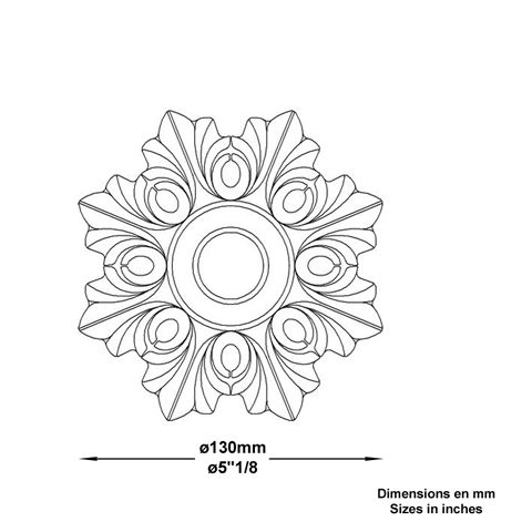 Rosace fonte 130mm FL3305 Palmette et rosace Rosace fonte FL3305