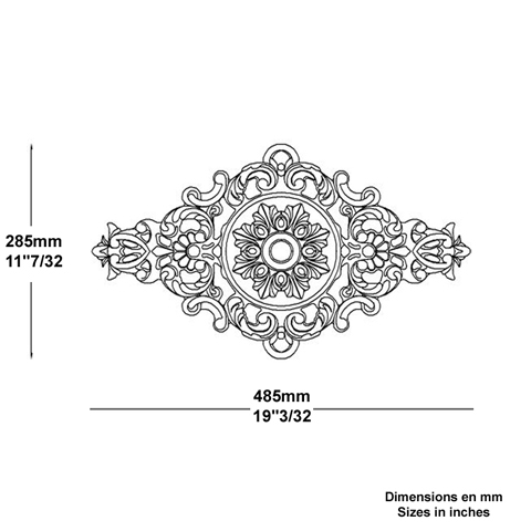 Palmette fonte L485mmx285mm FL3306 Palmette et rosace Palmette fonte FL3306