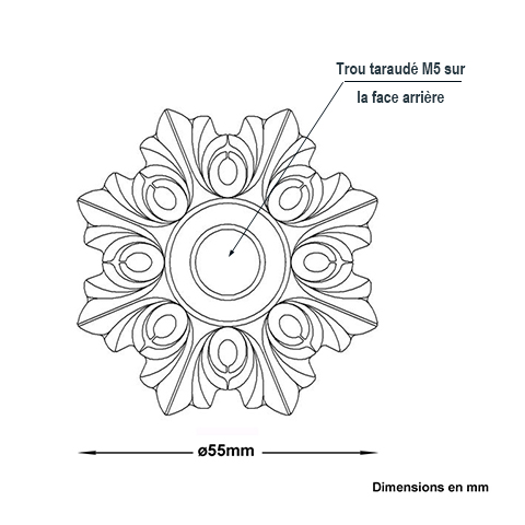 Rosace fonte 55mm FL3343 Palmette et rosace Rosace fonte FL3343