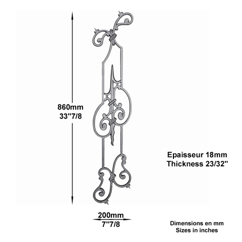 Dcoration fonte H860mmx200mm FL33502 Dcor Balustre fonte FL33502