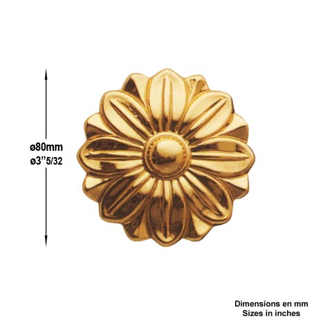 Rosace laiton polie 80mm FL3373 Palmette et rosace Rosace laiton FL3373