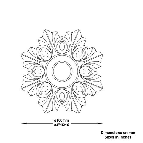 Rosace zingue 100mm FL3390 Palmette et rosace Rosace zingue FL3390