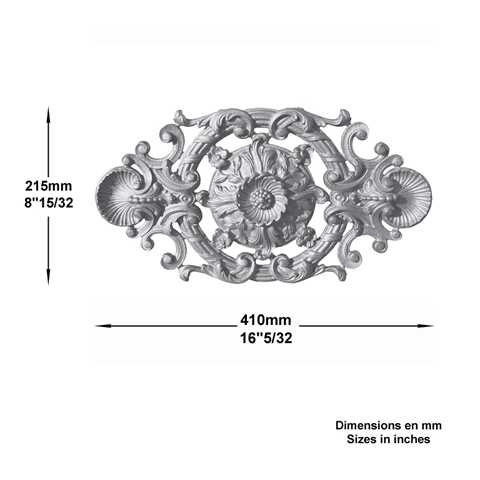 Palmette zingue L410mm x 215mm FL3398 Palmette et rosace Palmette zingue FL3398