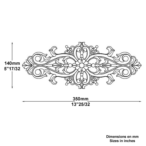 Palmette aluminium L350mm x 140mm FL3425 Palmette et rosace Palmette ALU FL3425