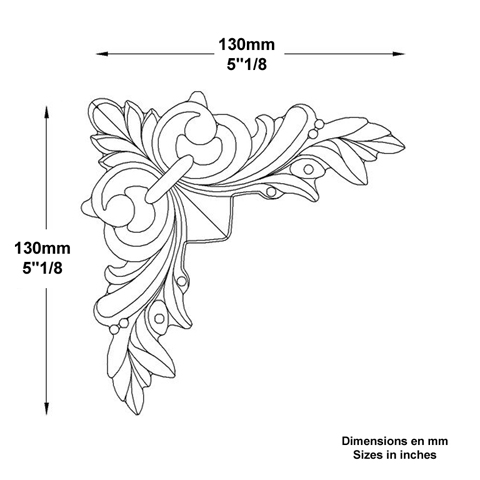 Dcor angle aluminium L130mm x 130mm FL3426 Dcor Dcor d'angle ALU FL3426