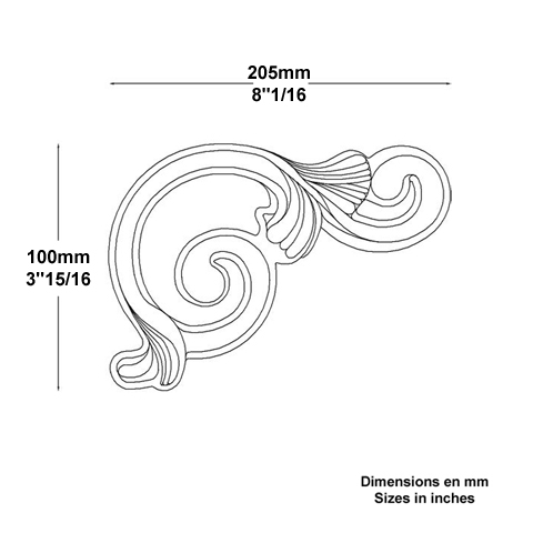 Dcor angle alu L205mm x100mm FL3427 Dcor Dcor d'angle ALU FL3427
