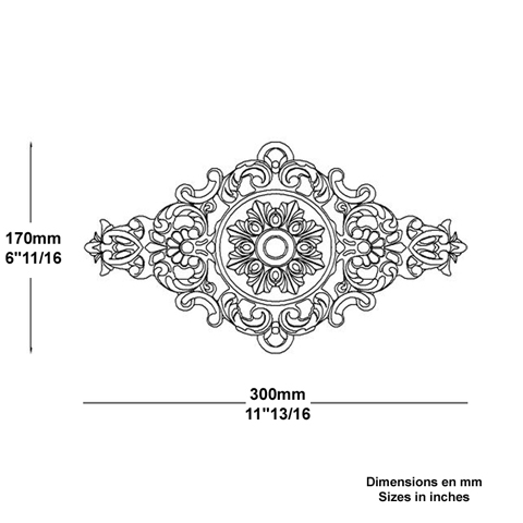 Palmette aluminium L300mm x 170mm FL3430 Palmette et rosace Palmette ALU FL3430
