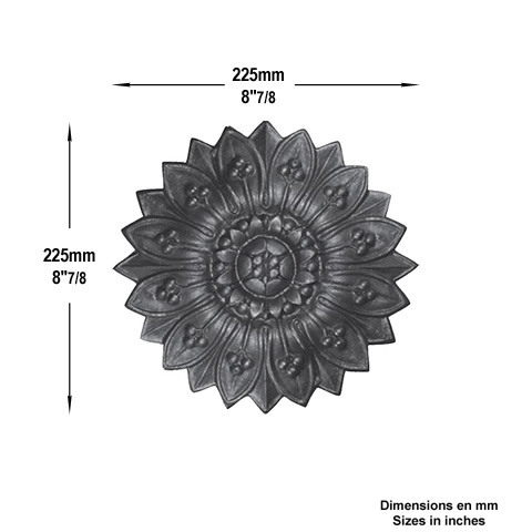 Rosace fonte  225mm FL3433 Palmette et rosace Rosace fonte FL3433