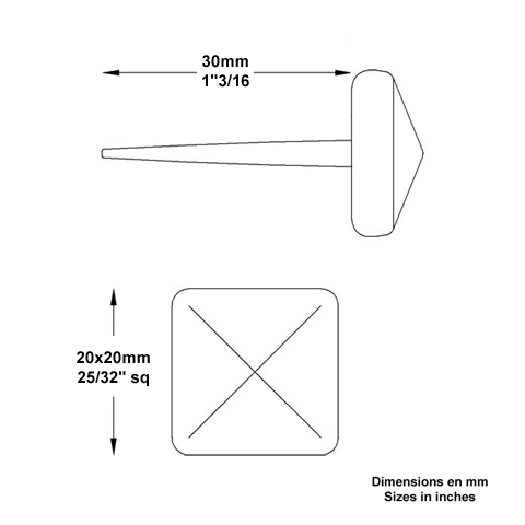 Clou tte martele de20x20mm longueur 30mm FN3594 Clous Clous acier FN3594
