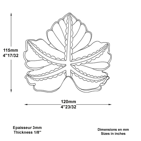 Feuille de vigne 115x120mm en acier forg pais pour la dcoration