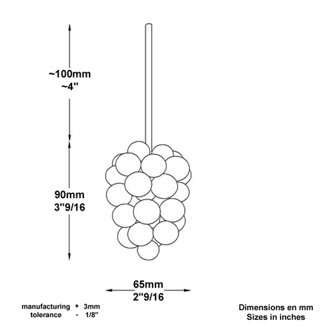 Grappe de raisin massive 90x65mm en acier pour la dcoration
