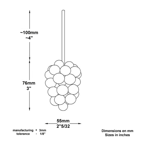 Grappe de raisin massive 76x55mm en acier pour la dcoration