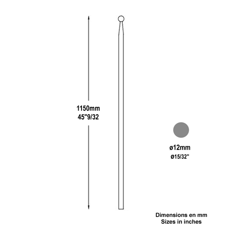 Barreaux  boules 1150mm rond de  12mm sur barreau appoint au pilon
