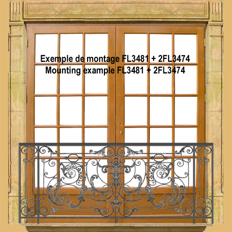 Garde-corps Amboise longueur 540mm hauteur 1100mm FL3474 Balustrade en fonte Balustrade AMBOISE FL3474