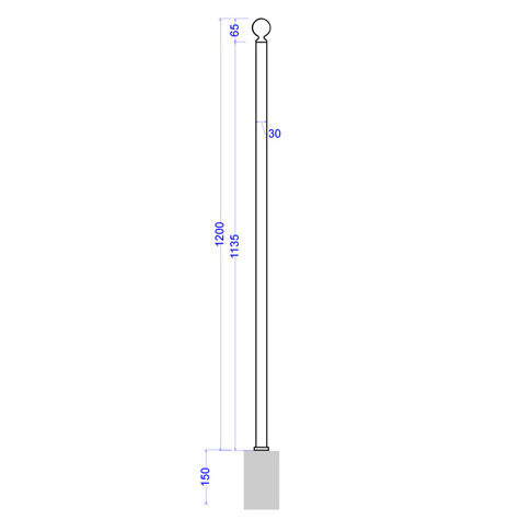 Poteau de cloture Linar  fixer 1200mm FT42040 Poteau  fixer Pour Marina Riviera Levante FT42040