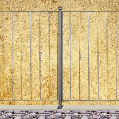 Poteau d'angle de cloture  fixer 1500mm FT42124 Poteau  fixer Trous entr'axe moyen FT42124