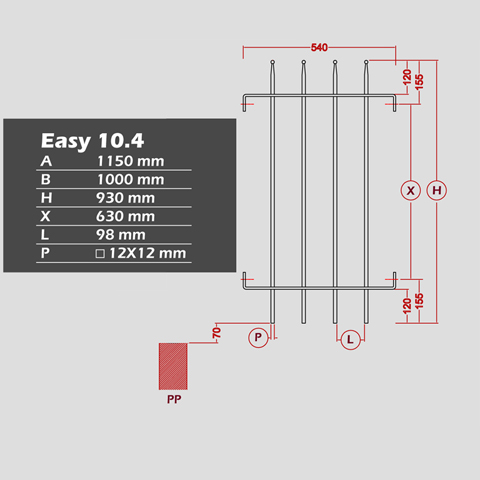 Grille cloture EASY 10.4 prte  poser FT42183 Clture EASY Grille hauteur 1m FT42183