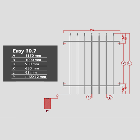 Grille cloture EASY 10.7 prte  poser FT42184 Clture EASY Grille hauteur 1m FT42184