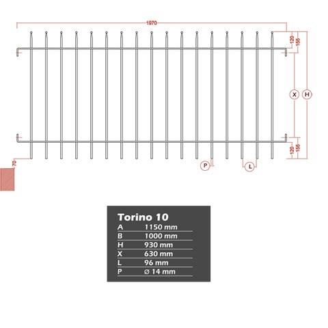 Grille de cloture TORINO 10 prte  poser FT4220 Clture TORINO Grille hauteur 1m et 1,2m FT4220