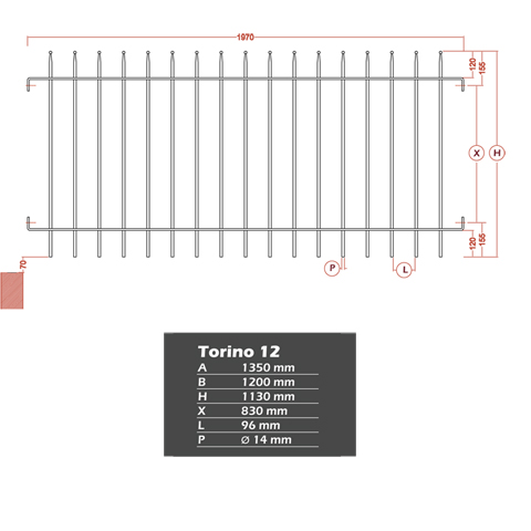 Grille de cloture TORINO 12 prte  poser FT4221 Clture TORINO Grille hauteur 1m et 1,2m FT4221