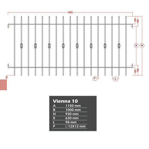 Grille de cloture VIENNA 10 prte  poser FT42221 Clture VIENNA Grille hauteur 1m et 1,2m FT42221