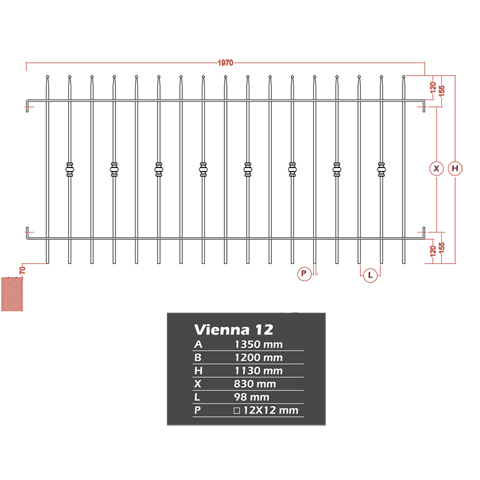 Grille de cloture VIENNA 12 prte  poser FT42224 Clture VIENNA Grille hauteur 1m et 1,2m FT42224