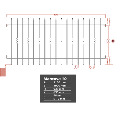 Grille de cloture MANTOVA 10 prte  poser FT4225 Clture MANTOVA Grille hauteur 1m et 1,2m FT4225