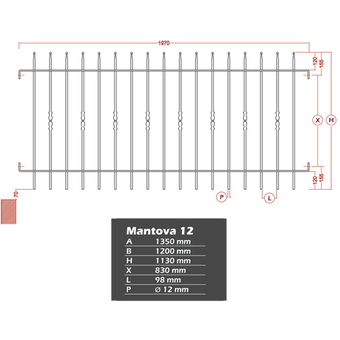 Grille de cloture MANTOVA 12 prte  poser FT4226 Clture MANTOVA Grille hauteur 1m et 1,2m FT4226