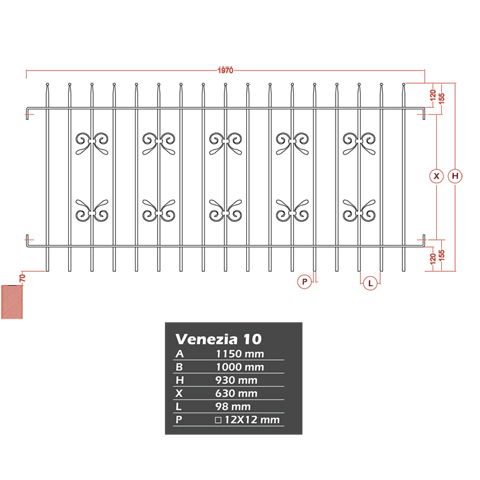Grille de cloture VENEZIA 10 prte  poser FT4227 Clture VENEZIA Grille hauteur 1m FT4227