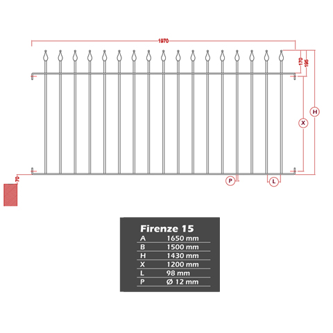 Grille de cloture FIRENZE 15 prte  poser FT42321 Clture FIRENZE hauteur 1m, 1,2m et1,5m FT42321