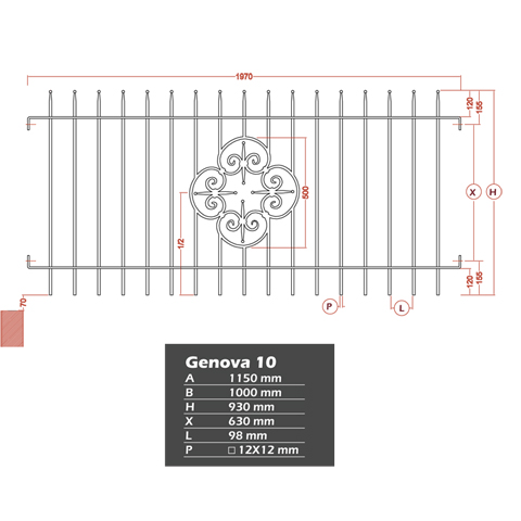Grille de cloture GENOVA 10 prte  poser FT42351 Clture GENOVA Grille hauteur 1m et 1,2m FT42351