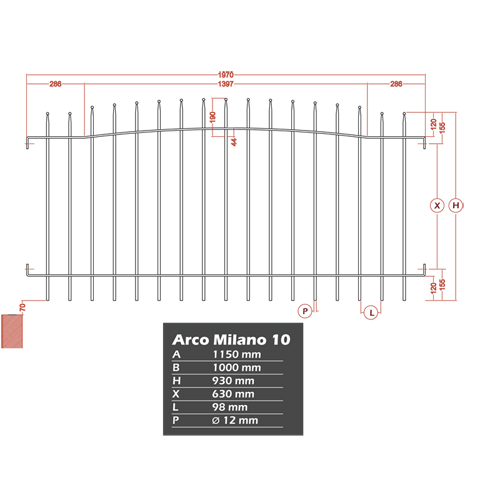 Grille de cloture Arco Milano 10 prte  poser FT42371 Clture MILANO Grille hauteur 1m FT42371