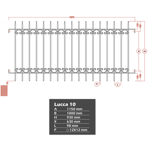 Grille de cloture LUCCA 10 prte  poser FT4243 Clture LUCCA Grille hauteur 1m et 1,2m FT4243
