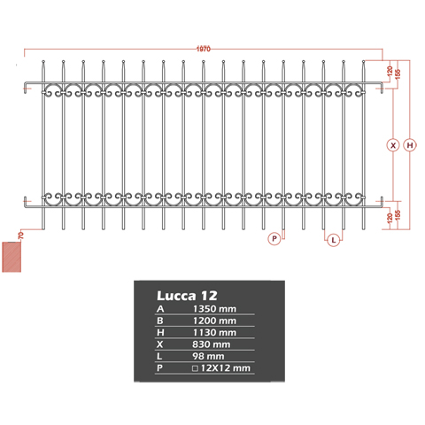 Grille de cloture LUCCA 12 prte  poser FT4244 Clture LUCCA Grille hauteur 1m et 1,2m FT4244