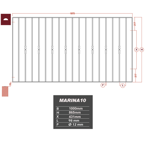Grille de cloture MARINA 12 prte  poser FT4246 Clture MARINA Grille hauteur 1,2m FT4246