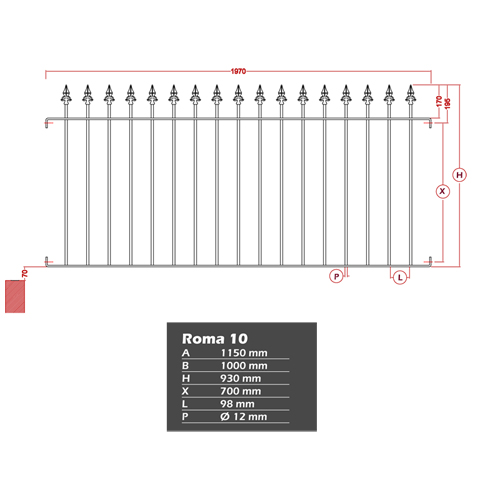 Grille de cloture ROMA 10 prte  poser FT4247 Clture ROMA Grille hauteur 1m et 1,2m FT4247