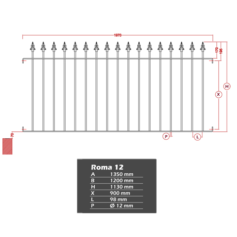 Grille de cloture ROMA 12 prte  poser FT4248 Clture ROMA Grille hauteur 1m et 1,2m FT4248
