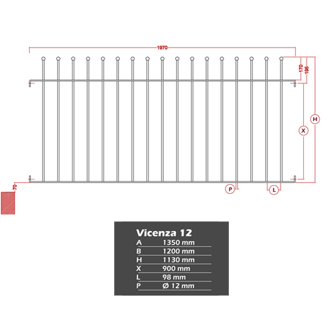 Grille de cloture VICENZA 12 prte  poser FT4250 Clture VICENZA Grille hauteur 1m et 1,2m FT4250
