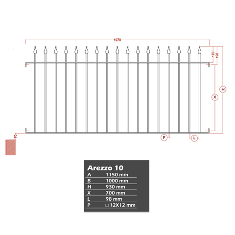 Grille de cloture AREZZO 10 prte  poser FT42601 Clture AREZZO Hauteur 1m, 1,2m et 1,5m FT42601