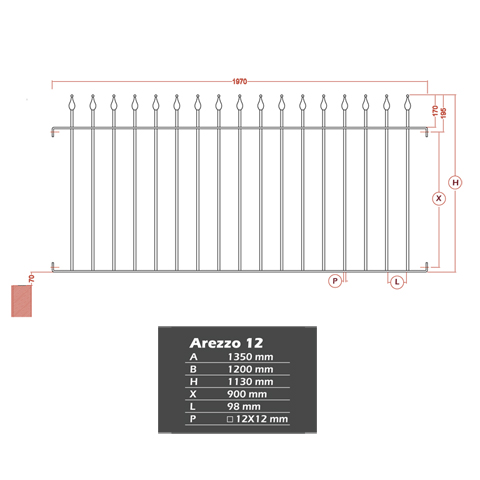 Grille de cloture AREZZO 12 prte  poser FT42611 Clture AREZZO Hauteur 1m, 1,2m et 1,5m FT42611