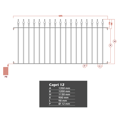 Grille de cloture CAPRI 12 prte  poser FT42630 Clture CAPRI Hauteur 1,2m FT42630